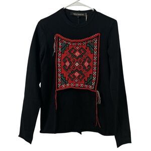 Te Ret Bantine Long-sleeve Black Wool Blend  Top(Size 42)